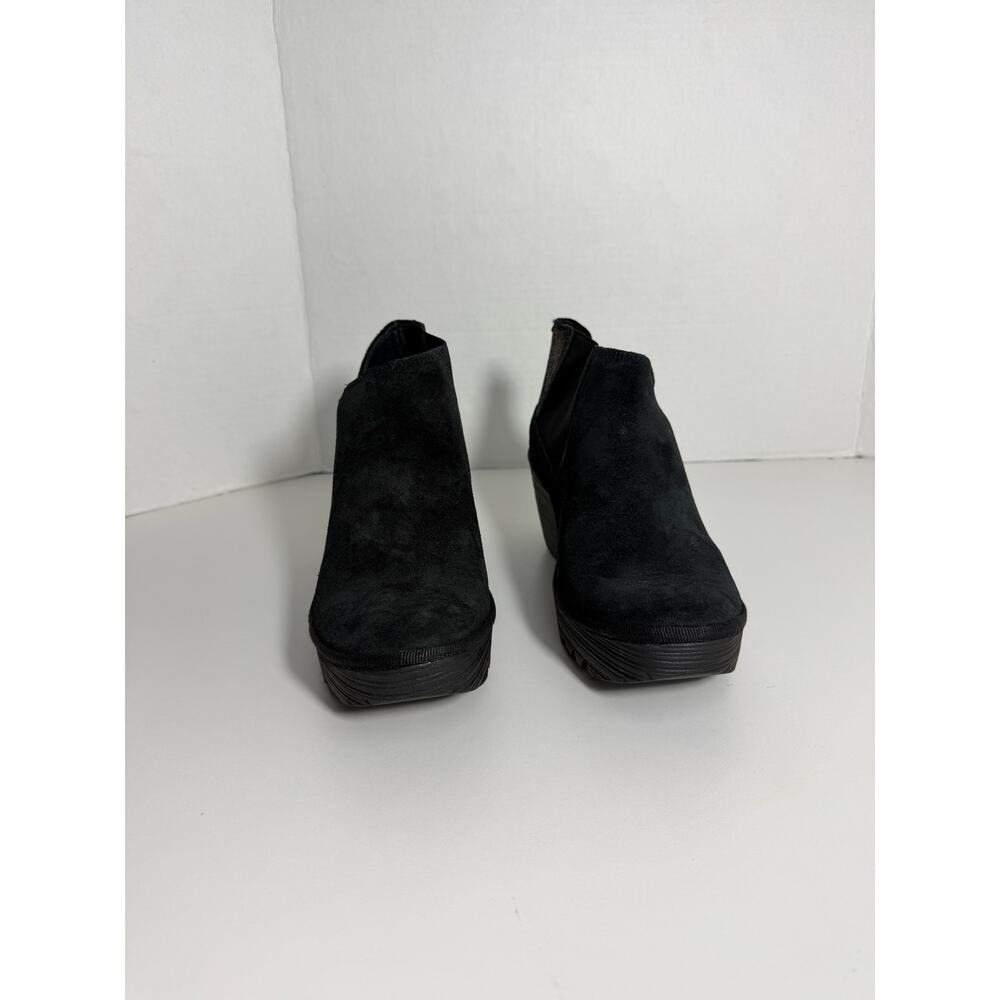 FLY LONDON Black/Pewter Suede Booties Wedge Womens Size 38 - Picture 2 of 8